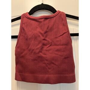 TNA Women’s Ribbed Crisscross Back Strap Cropped Tank Top Size XS Red Pullover‎